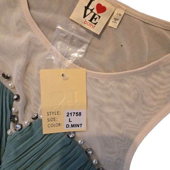 Love Point Large Mint Green Seafoam Gown Dress Prom Fairy Isle Whimsical - Picture 9 of 11